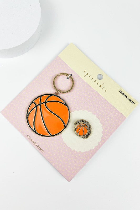 Sports Ball Enamel Keychain & Pin Set