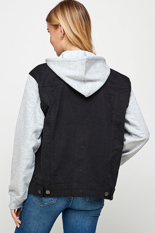 Women's Denim Jacket with Fleece Hoodies