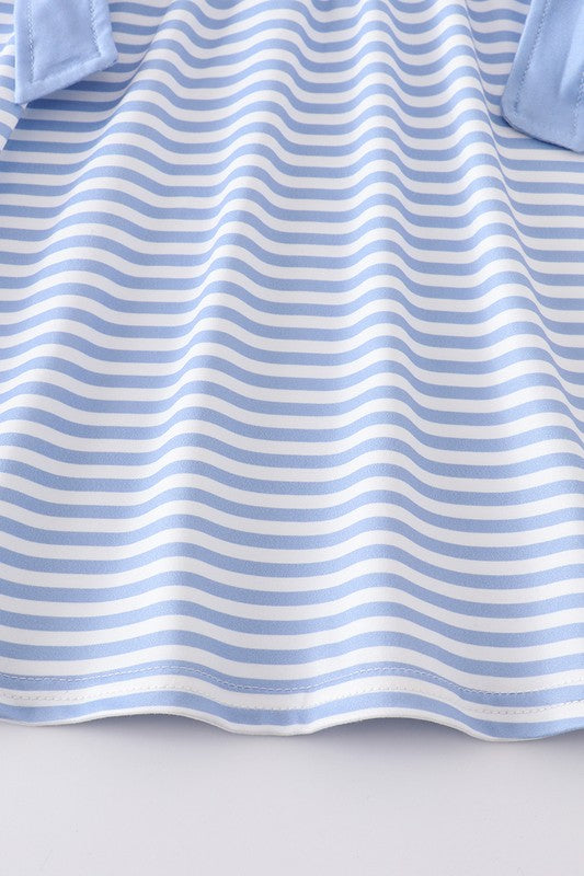 Blue I love Dad embroidery ruffle dress