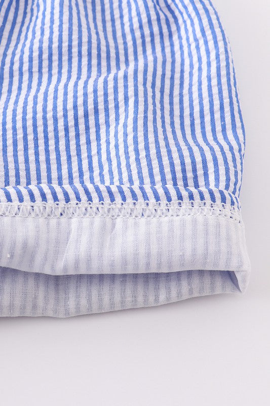 Blue patriotic flag embroidery boy set