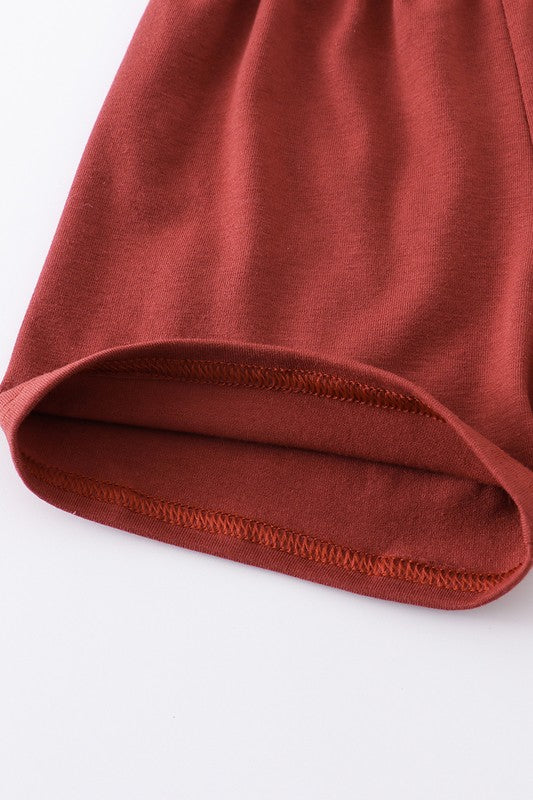 Striped top boy shorts set with Cow detail