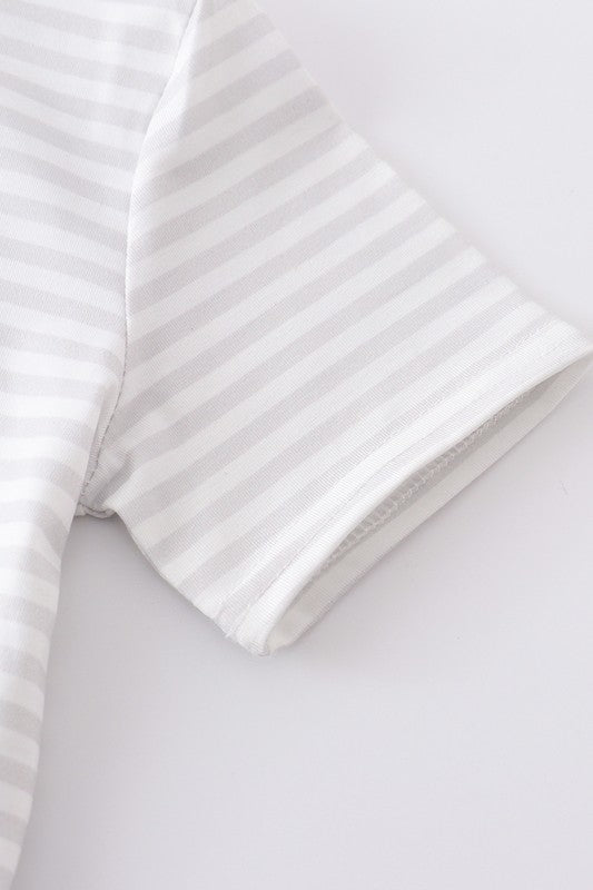 Striped top boy shorts set with Cow detail