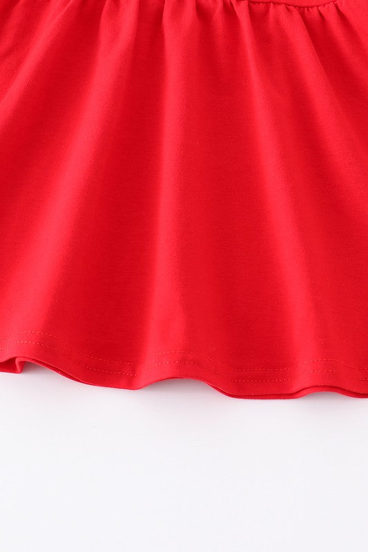 Red farm ruffle bell pant girl set