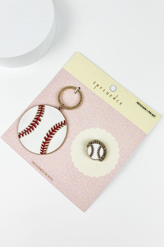 Sports Ball Enamel Keychain & Pin Set