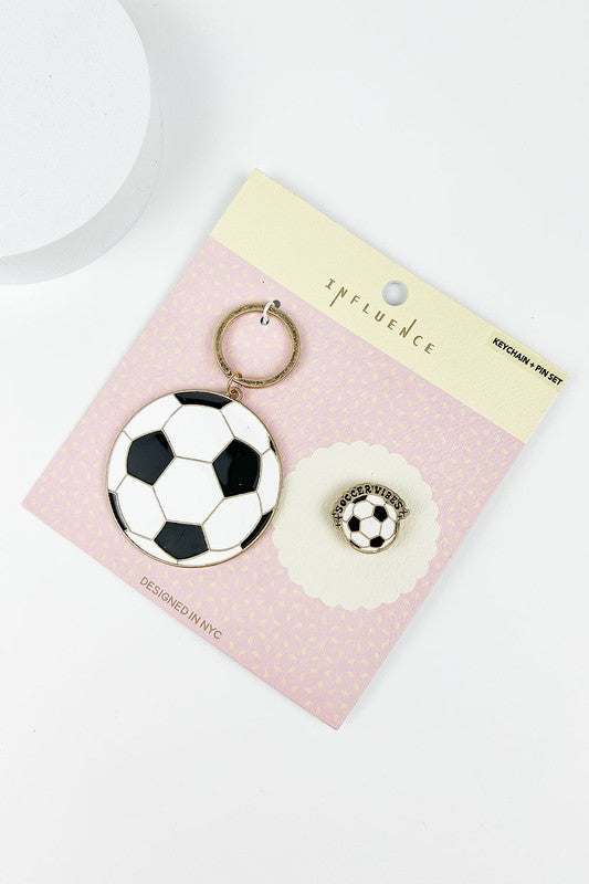 Sports Ball Enamel Keychain & Pin Set