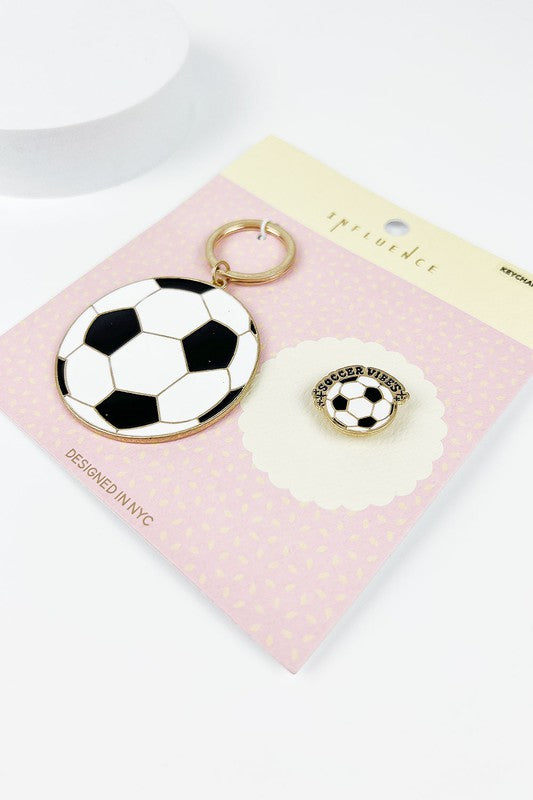 Sports Ball Enamel Keychain & Pin Set