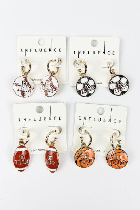 Sports Ball Enamel Hoop Earrings