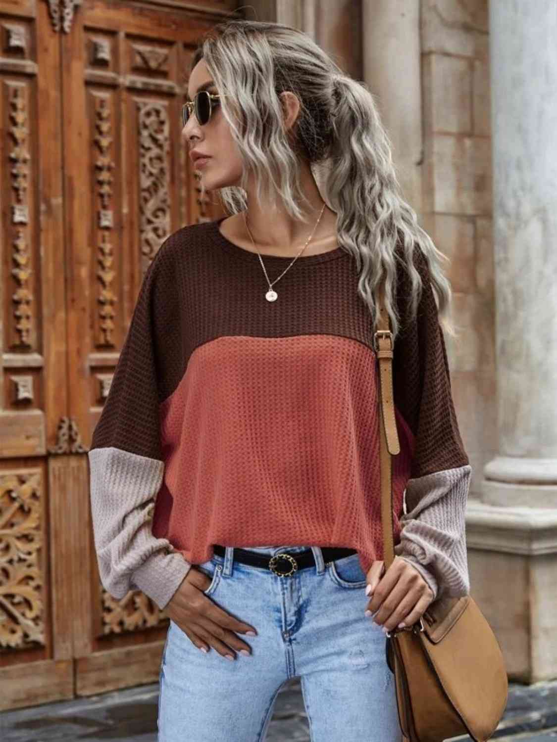 Multi Color Waffle Knit Top