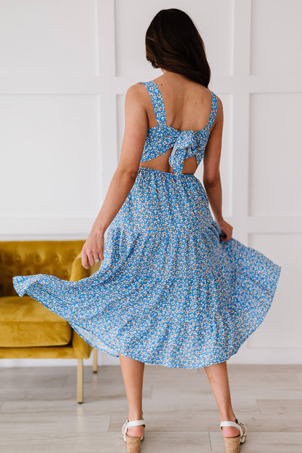 Floral Open Back Sleeveless Dress