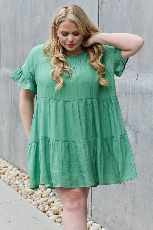 Sweet As Can Be  Textured Woven Babydoll Dress