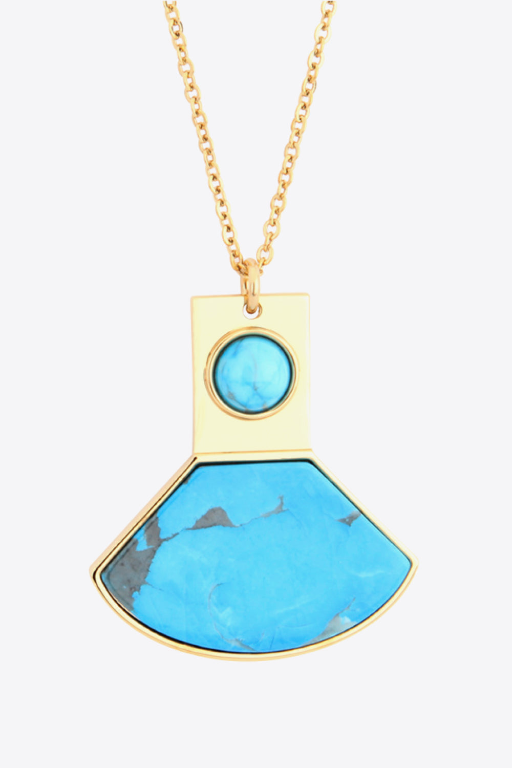 Turquoise Pendant Necklace 18K Gold Plated