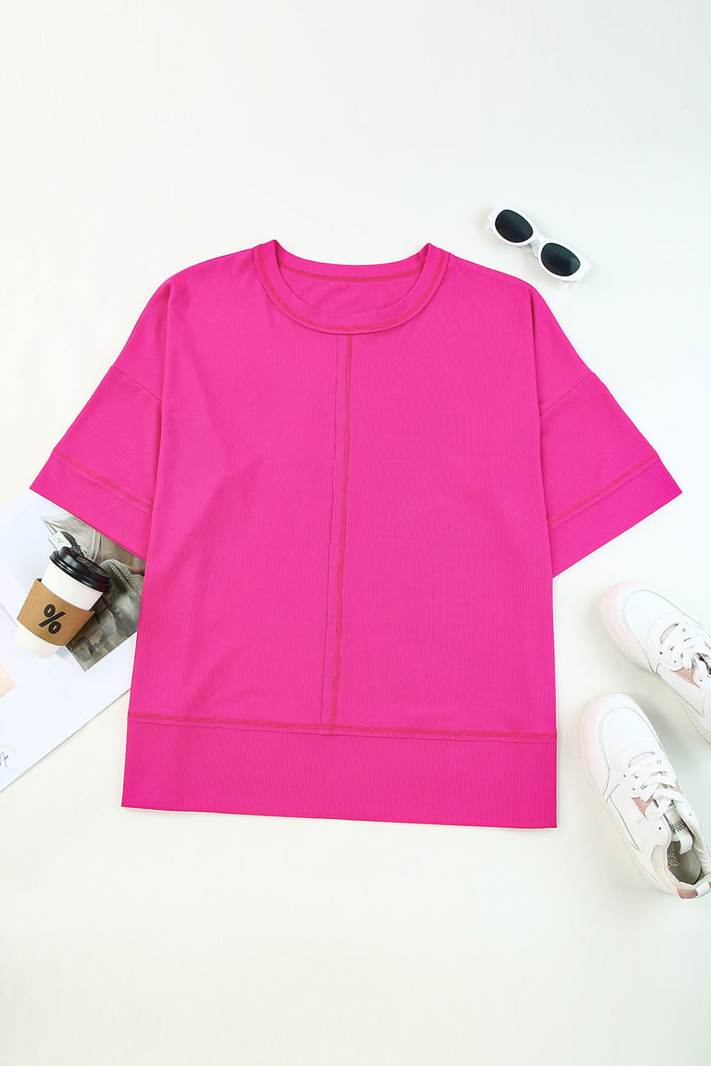 Plus Size Round Neck Dropped Shoulder Tee