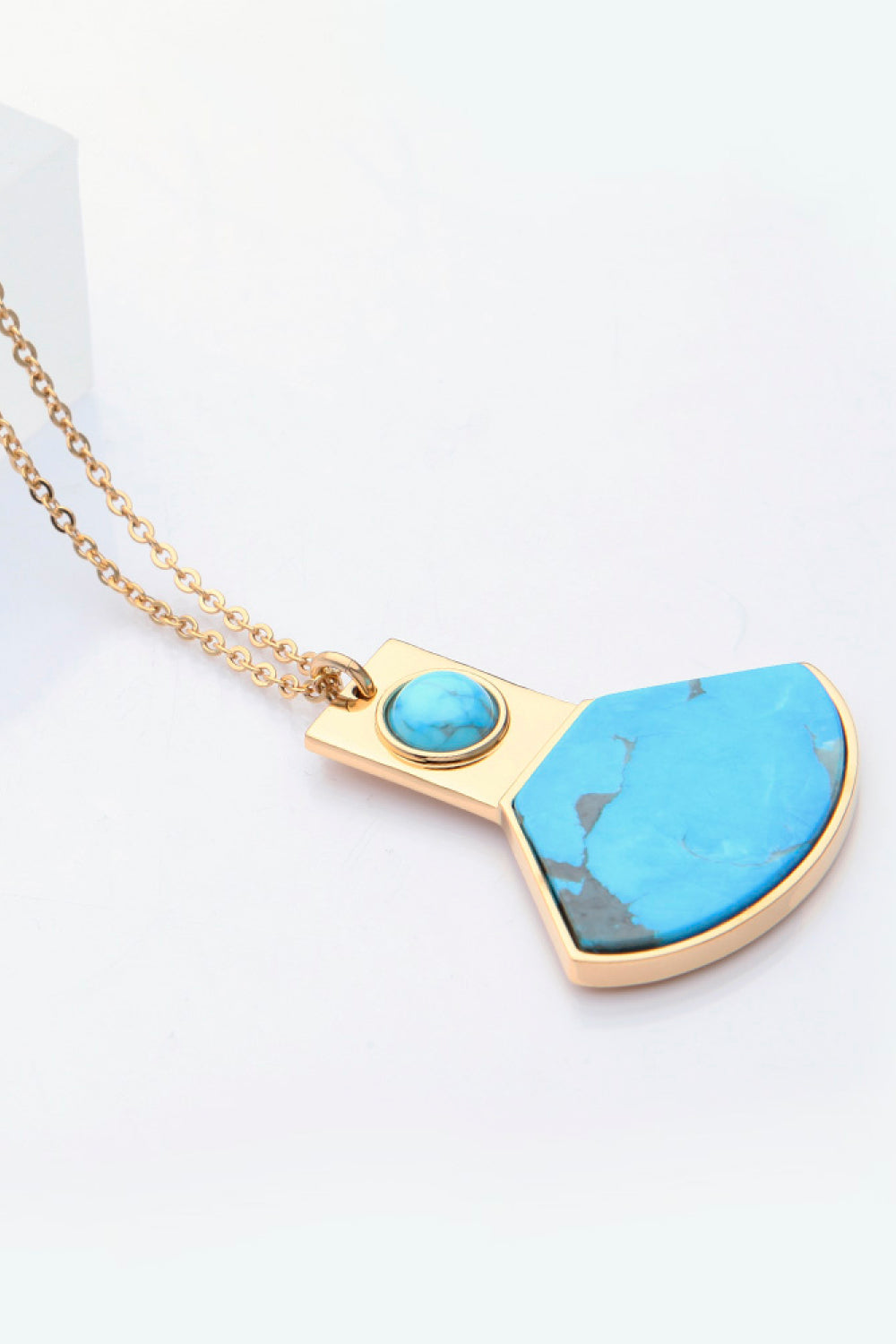 Turquoise Pendant Necklace 18K Gold Plated