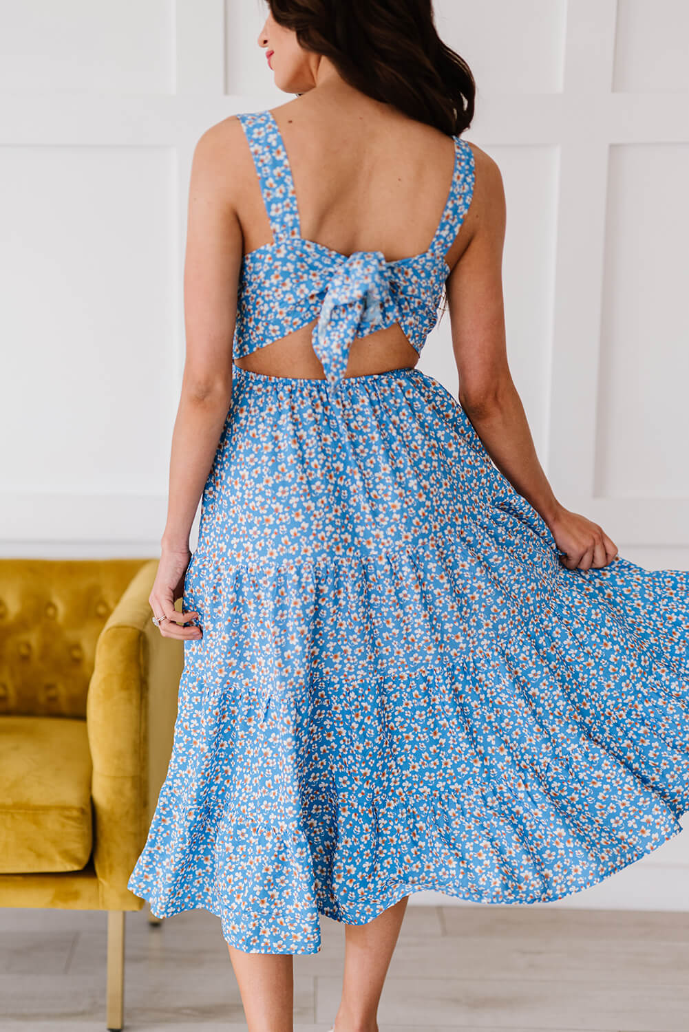 Floral Open Back Sleeveless Dress